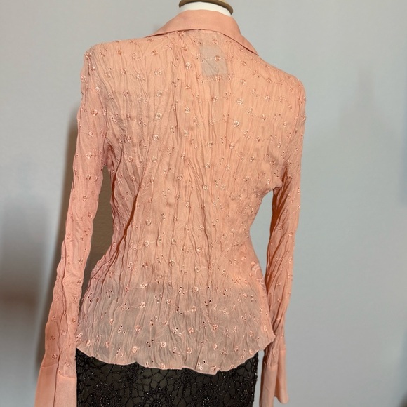 Y2k Allison Taylor boho peach embroidered blouse - Picture 4 of 6